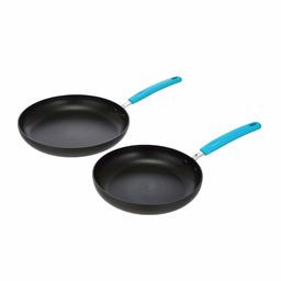 AmazonBasics hård anodiserad non-stick 2-delad stekpanna set, 9,5-tum och 11-tum Turkos