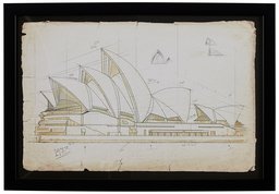 Amazon Brand – Stone & Beam Modern Architecture Print of Sydney Opera House Sketch Wall Art, Black Frame, 17