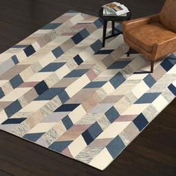 Amazon Brand – Rivet Modern Geometric Wool Area Rug, 8 x 10 Foot, Blue, Grey, Brown