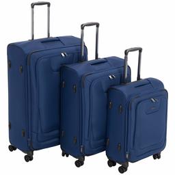 AmazonBasics Premium Softside Spinner 3-Piece Set - 21/25/29-Inch, Blue