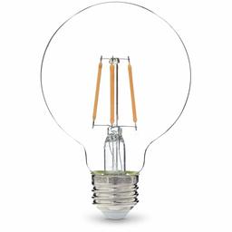 AmazonBasics 60W Equivalent, Clear, Soft White, Dimmable, 15,000 Hour Lifetime, G25 LED Light Bulb | 3-Pack (Renewed)