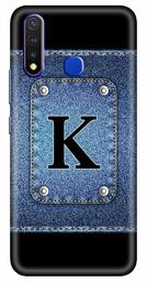 Amazon Brand - Solimo Designer Button Jeans Alphabet-K 3D Printed Hard Back Case Mobile Cover for Vivo Y19 / Vivo U20