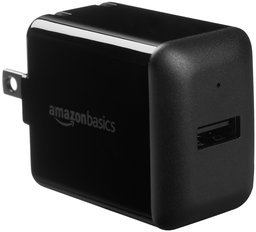 AmazonBasics USB-Ladegerät, One-Port, EIN Port, 1 Pack, schwarz