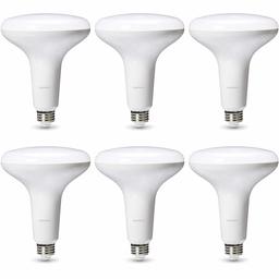 AmazonBasics Commercial Grade LED Light Bulb | 75-Watt Equivalent, BR40, Soft White, Dimmable, 6-Pack (Renewed)