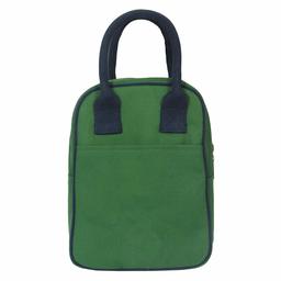 Eono Insulated Lunch Bag Canvas Cotton Travel Picnic Reusable Lunch Bags for Women, Men, Kids Eco-Friendly Gifts Cool Bag with Zipper, 8L Capacity, Dark Green | 0706