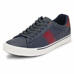 Klepe Men's Navy+Burgundy Vulcansied PU Sneakers-8 UK (42 EU) (9 US) (0708H/NVYBUD)