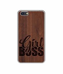 Amazon Brand - Solimo Designer Girl Boss On Wood UV Printed Soft Back Case Mobile Cover for Oppo A71