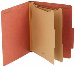 AmazonBasics Pressboard Classification File Folder with Fasteners, 2 Dividers, 2-Inch Expansion, Letter Size, Red, 10-Pack (Renewed)