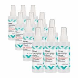 Amazon Brand - Solimo 50% Isopropyl Alcohol First Aid Antiseptic Spray Bottle, 4 Fluid Ounces (Pack of 12)