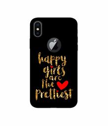 Amazon Brand - Solimo Designer Happy Girls are The Prettiest 3D Printed Hard Back Case Mobile Cover for Apple iPhone X (Logo Cut)