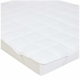 AmazonBasics - Cubrecolchón suave con relleno de microfibra de poliéster y correas, 150 x 200 cm, blanco