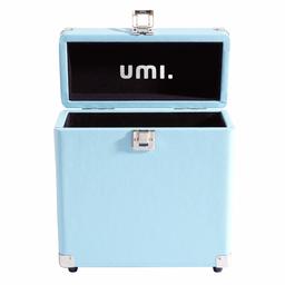 Umi Vinyl Record Storage Box and Holder, Portable Vintage Record Album Storage Case, Vinyl Records Collections Storage Organizer Display Case - 7 Inch (Blue)