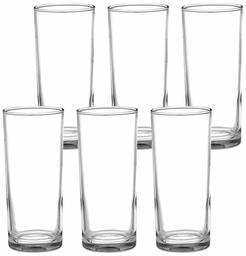 Amazon Brand - Solimo Aza Juice Glass Set, 180ml, Set of 6, Transparent (Size Small)