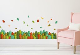 Amazon Brand - Solimo Wall Sticker for Living Room (Leafy Fence, Ideal Size on Wall: 137 cm x 55cm)