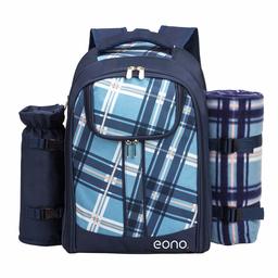 Eono Essentials 2 Person Red Picnic Backpack Hamper with Cooler Bag includes Tableware & Fleece Blanket (Red) …