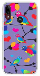 Amazon Brand - Solimo Designer Multicolor Flycatchers Birds Violet Patterns Design Printed Soft Back Case Mobile Cover for Motorola Moto E6s / Motorola Moto E6 Plus