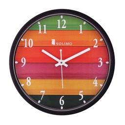 Amazon Brand - Solimo 12-inch Wall Clock - Different Strokes (Step Movement, Black Frame)