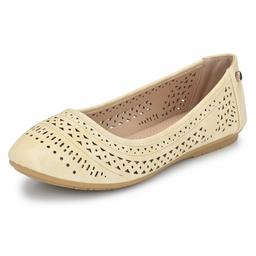 Flavia Women's Beige Ballet Flats-6 UK (38 EU) (7 US) (FL-919/BGE)