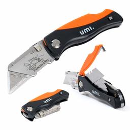 Umi. by Amazon- Cuchillo Plegable de Bolsillo, Hoja de Cambio Rápido, Mecanismo de Bloqueo, con Almacenamiento de Hoja y Clip para Cinturón