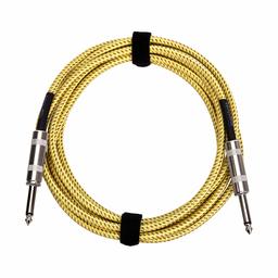 Amazonbasics 1/4 Inch Guitar Instrument Cable - Straight to Straight, Yellow and Brown, Tweed Cloth Jacket