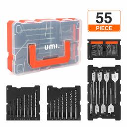 Umi. by Amazon- Drill Bit Set, 55-Piece Drill Bits and Driver Set for Wood, Metal, Cement Drilling and Screw Driving, Storage Case Included