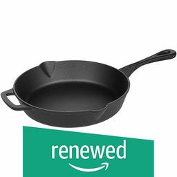 (Renewed) AmazonBasics Pre-Seasoned Cast Iron Skillet Pan, 10.25 Inch