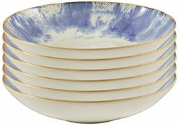 Amazon Brand – Rivet Modern Reactive-Glaze Stoneware 6-Piece Dinner Bowl Set, Indigo Burst