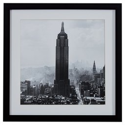 Amazon Brand – Stone & Beam Modern Black and White Photo of Empire State Building, Black Frame, 22