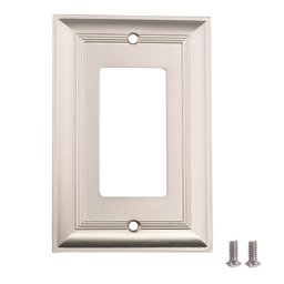 AmazonBasics 1-Gang Wall Switch Plate, 3 Pack, Satin Nickel