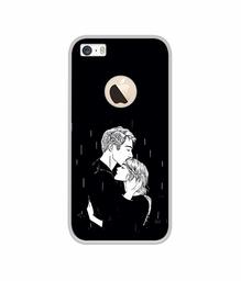 Amazon Brand - Solimo Designer Couples Standing in Rain UV Printed Soft Back Case Mobile Cover for Apple iPhone 5 / 5S