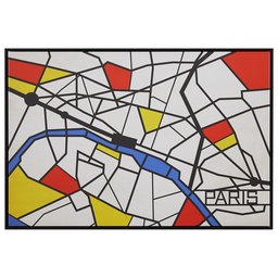 Amazon Brand – Rivet Pop Art Print of Paris Map in Primary Colors Modern Wall Art, 38