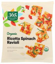 365 Everyday Value, Organic Ricotta Spinach Ravioli, 22 oz, (Frozen)