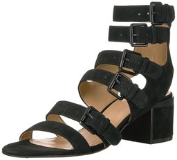 The Fix Amazon Brand Women's Dolly Block Heel Buckle Gladiator Sandal,Black,11 B US