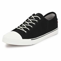 Klepe Men's Black Vulcansied Canvas Sneakers-9 UK (43 EU) (10 US) (0706F/BLK)