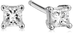 IGI Boucles d'oreilles à tige en platine avec diamant princesse (1/4-2 carats, couleur G-H, clarté VS2),Plaque 950,0.33 carats | Color: G-H | Clarity: VS2