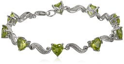 Amazon Collection Bracciale in Argento Sterling Placcato con Pietre preziose e Diamanti, 7,25