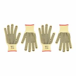 AmazonBasics - Guantes de trabajo a prueba de cortes, nivel A2 de resistencia a los cortes, recubiertos de puntos de plástico, talla 9, L, 2 pares