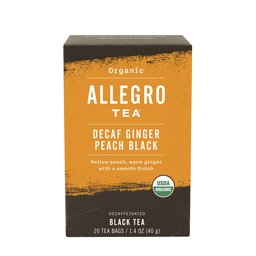 Allegro Tea Organic Decaf Ginger Peach Black Tea Bags, 20 Count