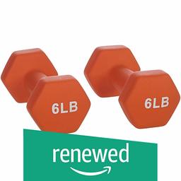 (Renewed) AmazonBasics Neoprene Dumbbells, Set of 2, (2.7 KGS Each) - Orange