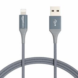 AmazonBasics Double Braided Nylon Lightning to USB Cable - Advanced Collection, MFi Certified Apple iPhone Charger, Dark Gray, 6-Foot