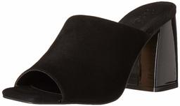 Amazon Brand - find. Assymetric Leather Mule Open Toe Heels, Black), US 6