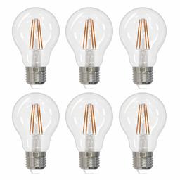 UMI by Amazon A60 LED-lampa med E27-skruvsockel, 4 W (motsvarar 40 W), 15 000 timmar, klarglas med synlig glödlampa, varmvit (2700 K) – 6-pack