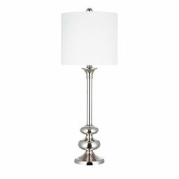 Amazon Brand – Ravenna Home Traditional Tall Metal Table Lamp with Stacked Oval Accents, LED Bulb Included, 28.25