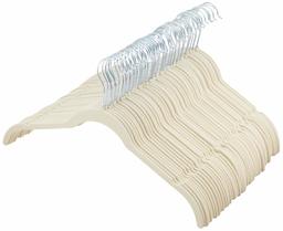 AmazonBasics Velvet Shirt Dress Clothes Hangers, 50-Pack, Ivory/Beige (Renewed)