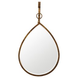 Amazon-merk - Urban Living Teardrop Antiek Goud Afwerking Op metalen frame Plain Afgeschuinde Haile Spiegel, Medium, Glas-P