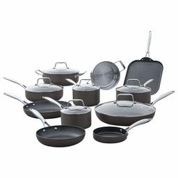 Stone & Beam - Set di pentole tradizionali (increspato) 17-Piece Hard-Anodized Non-Stick Aluminimum