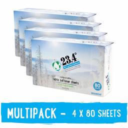 23.4 Degree Life's Perfect Balance Fabric Softener Sheets, Unscented, 4 Units, 320 Count