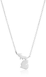 Sterling Silver Stationed Mini State Michigan Pendant Necklace, 16