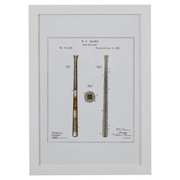 Amazon Brand – Stone & Beam Modern Gold Print of 1885 Baseball Bat Patent, White Frame, 15