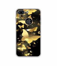 Amazon Brand - Solimo Designer Golden Butterfly Pattern UV Printed Soft Back Case Mobile Cover for Apple iPhone 7 Plus (Logo Cut)